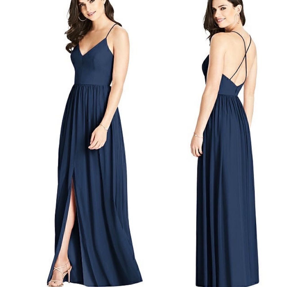 Dessy Collection Style 3019 Criss Cross Strap Backless Maxi Dress Size 2 NWOT